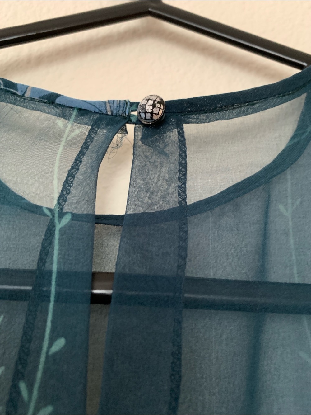 Sheer, Silk, Teal Dress with Ruffles & Flowers - Picture 8 of 8